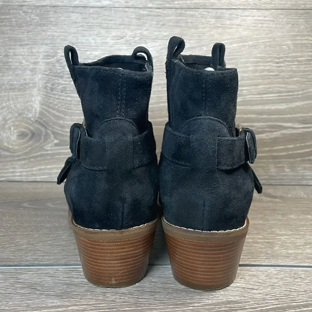 Cole Haan Grand OS Jensyn Womens Sz 7.5B Black Leather Pull On Buckle Ankle Boot